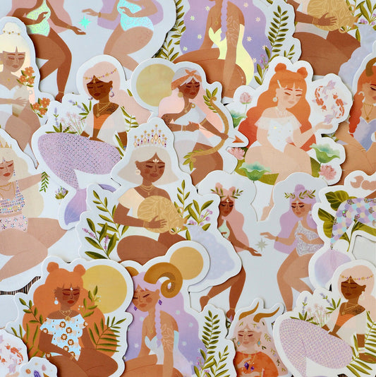 Stickers holographiques et pailletés ZODIAC GIRLS