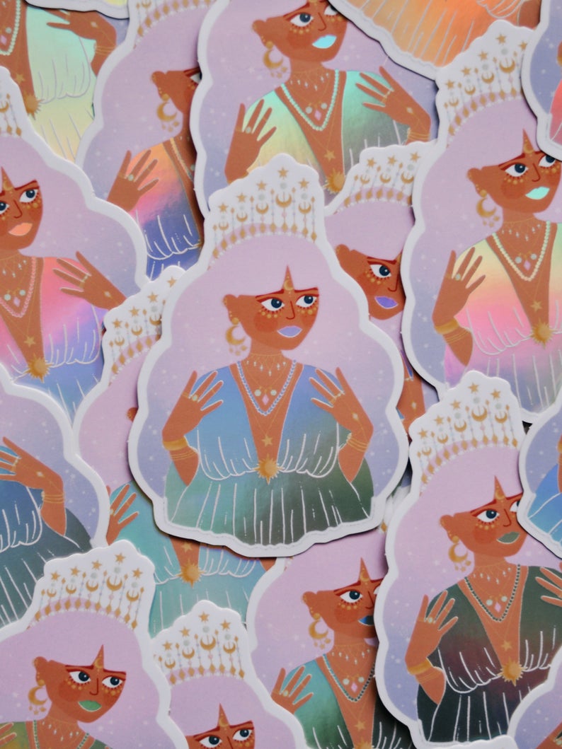 Sticker holographique "Asteria, the Cosmic Queen"