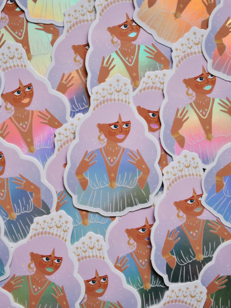 Sticker holographique "Asteria, the Cosmic Queen"