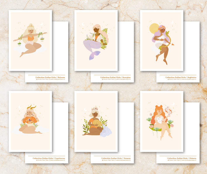 Cartes postales ZODIAC GIRLS