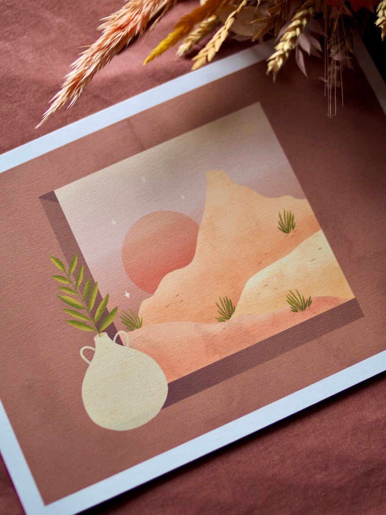 Affiche / Poster A4 • Illustration « Bardenas Reales »