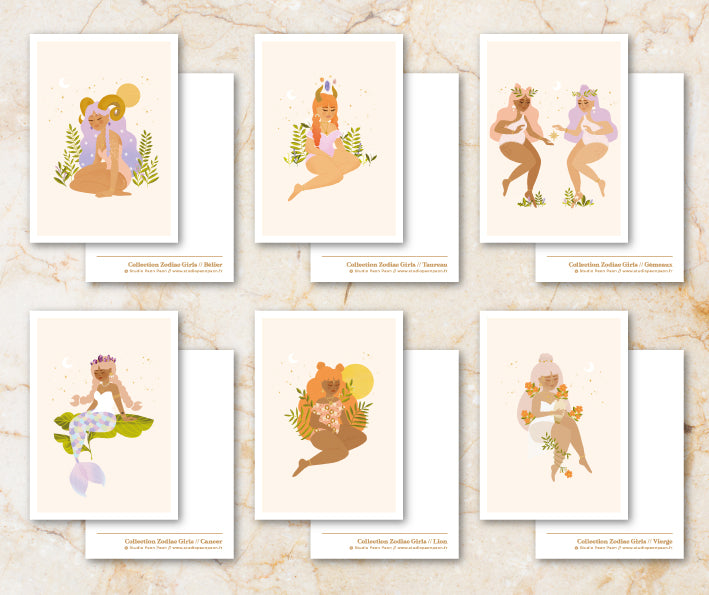 Cartes postales ZODIAC GIRLS