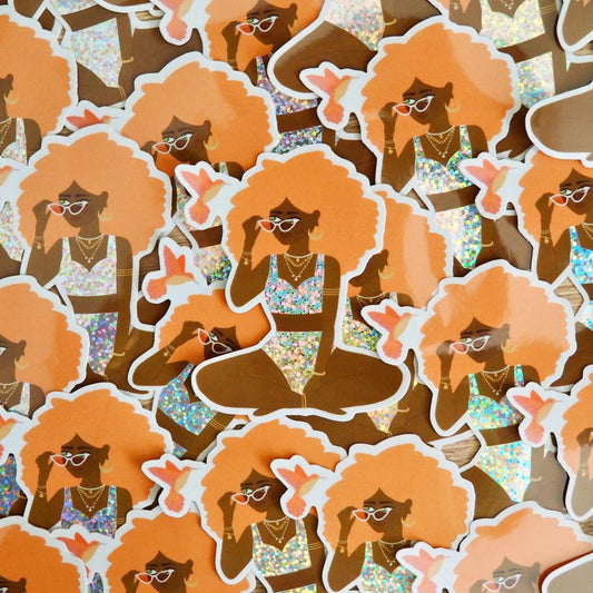 Sticker pailleté "Bikini & Colibri"