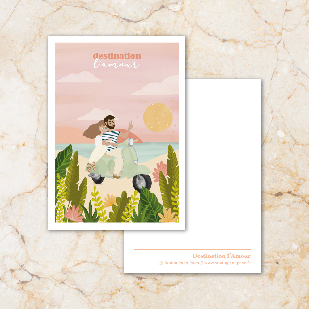 Carte postale "Destination l'Amour"