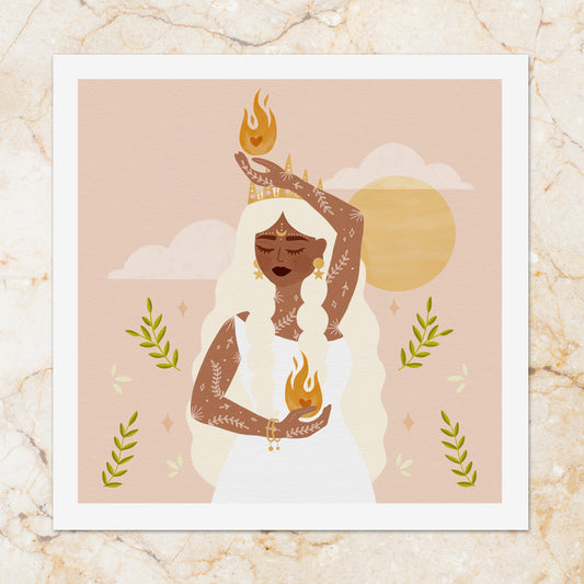 Affiche 20x20 cm avec défaut • Illustration "Fire Goddess"