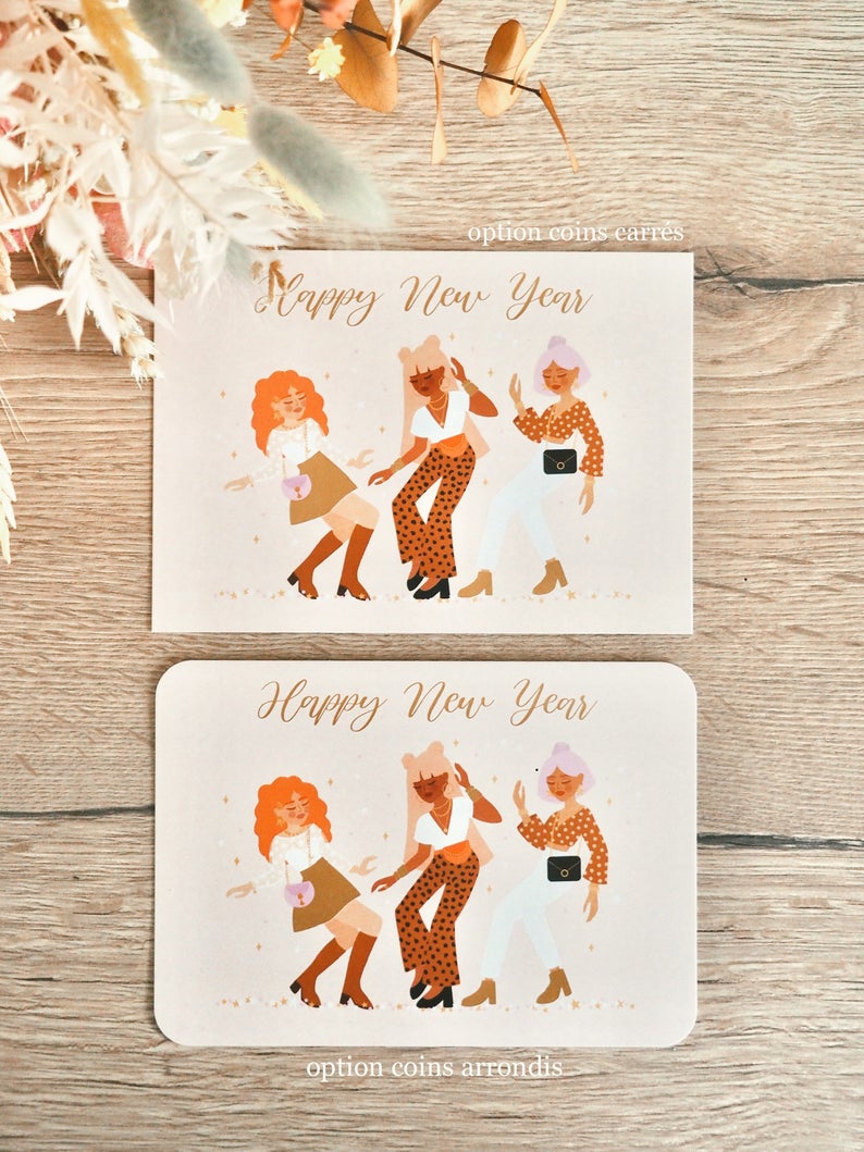 Carte de voeux avec dorure • Illustration "Happy New Year"