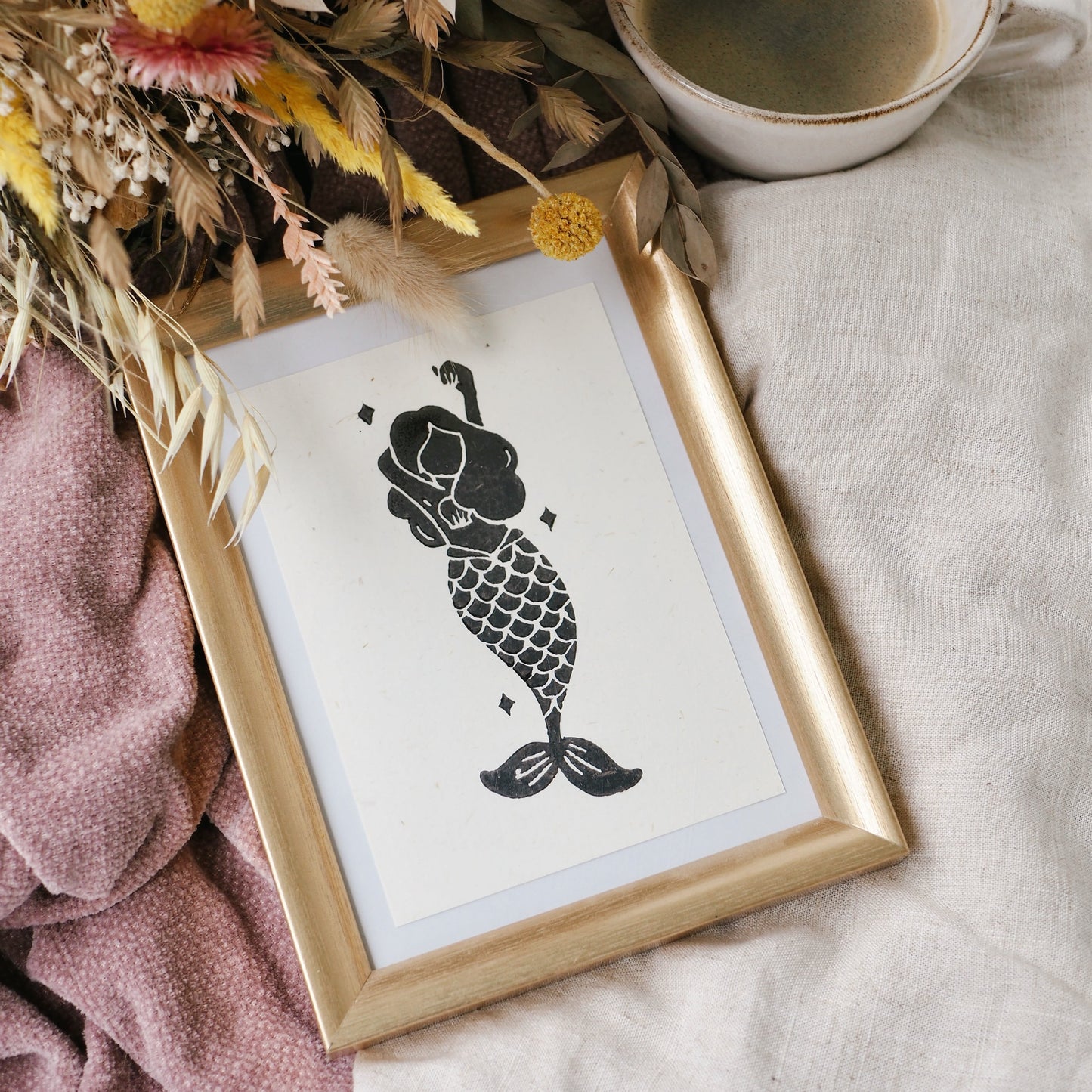 Linogravure « Mermaid »