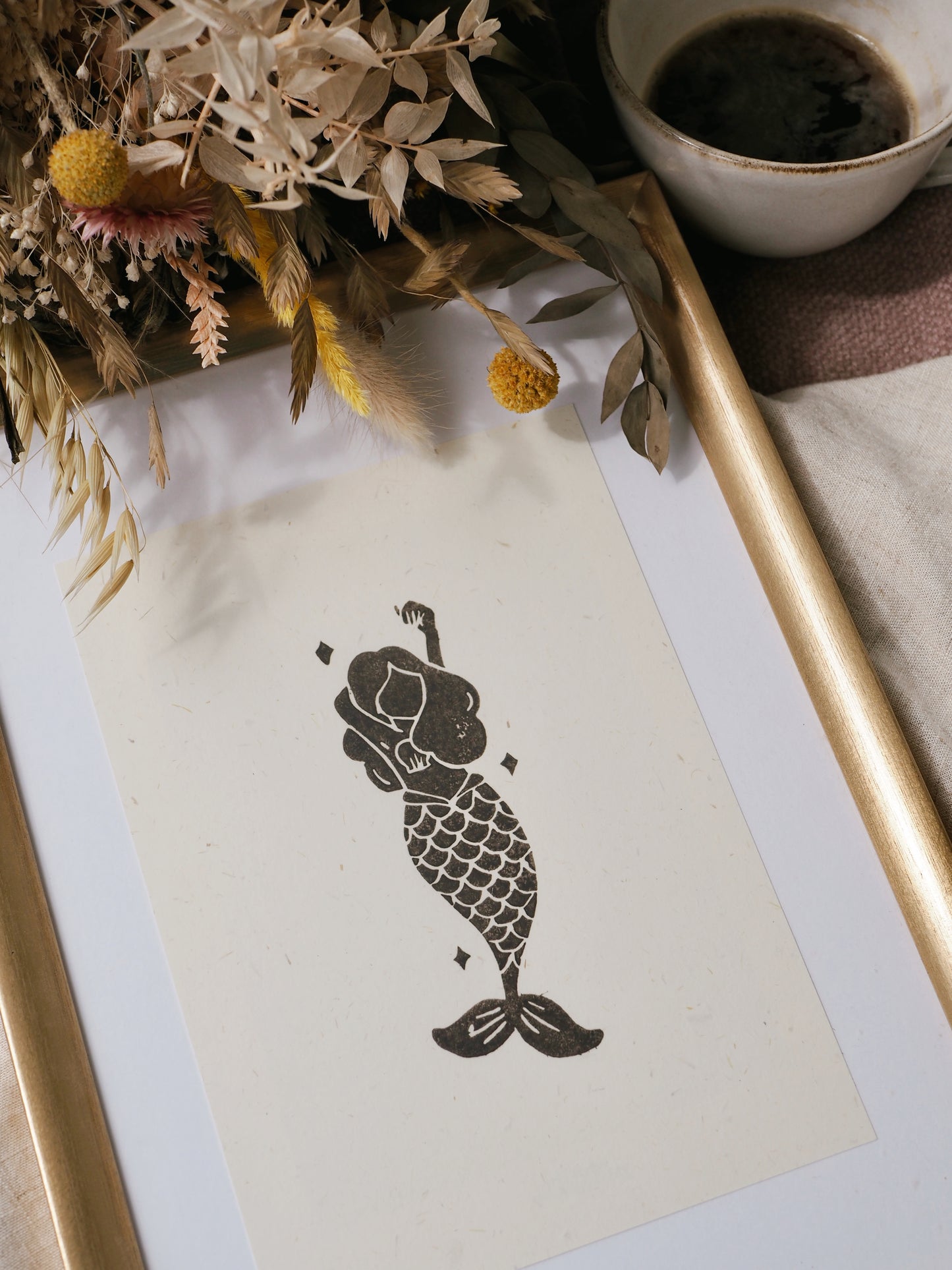 Linogravure « Mermaid »