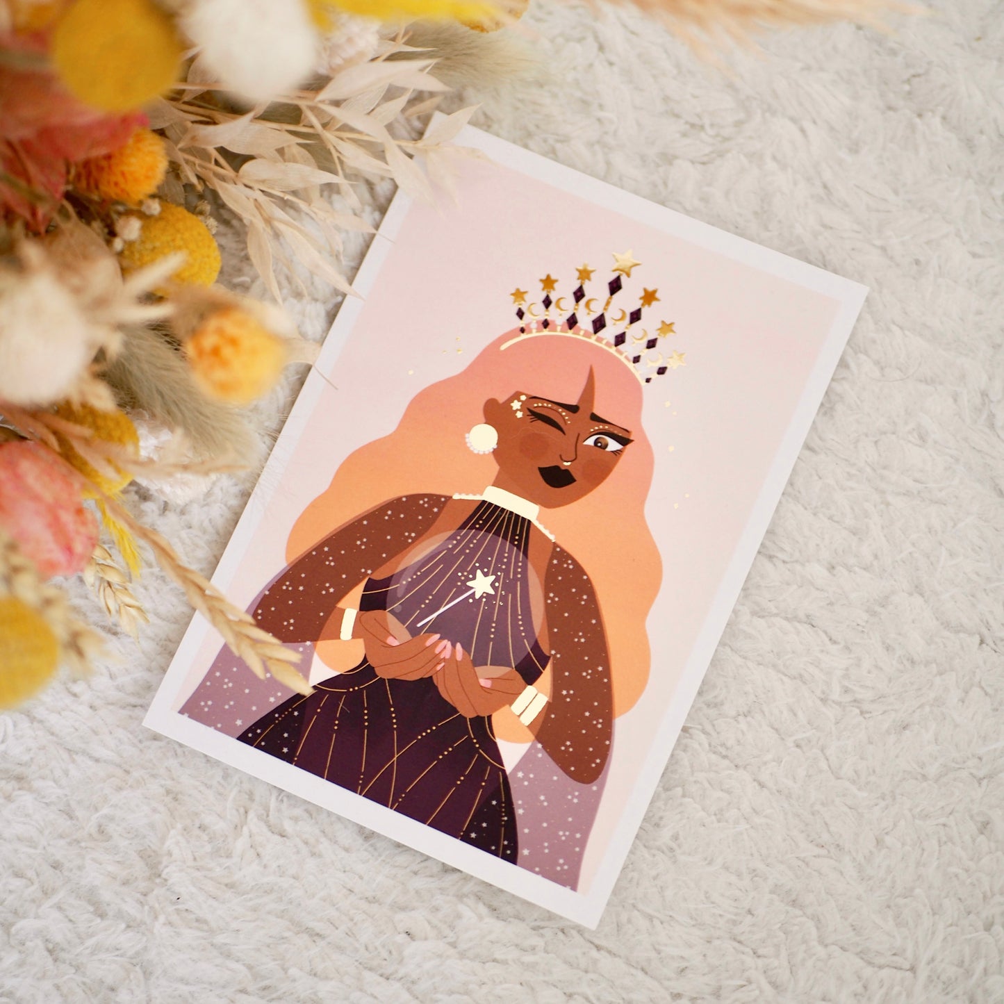 Carte postale avec dorure "New Year Goddess"