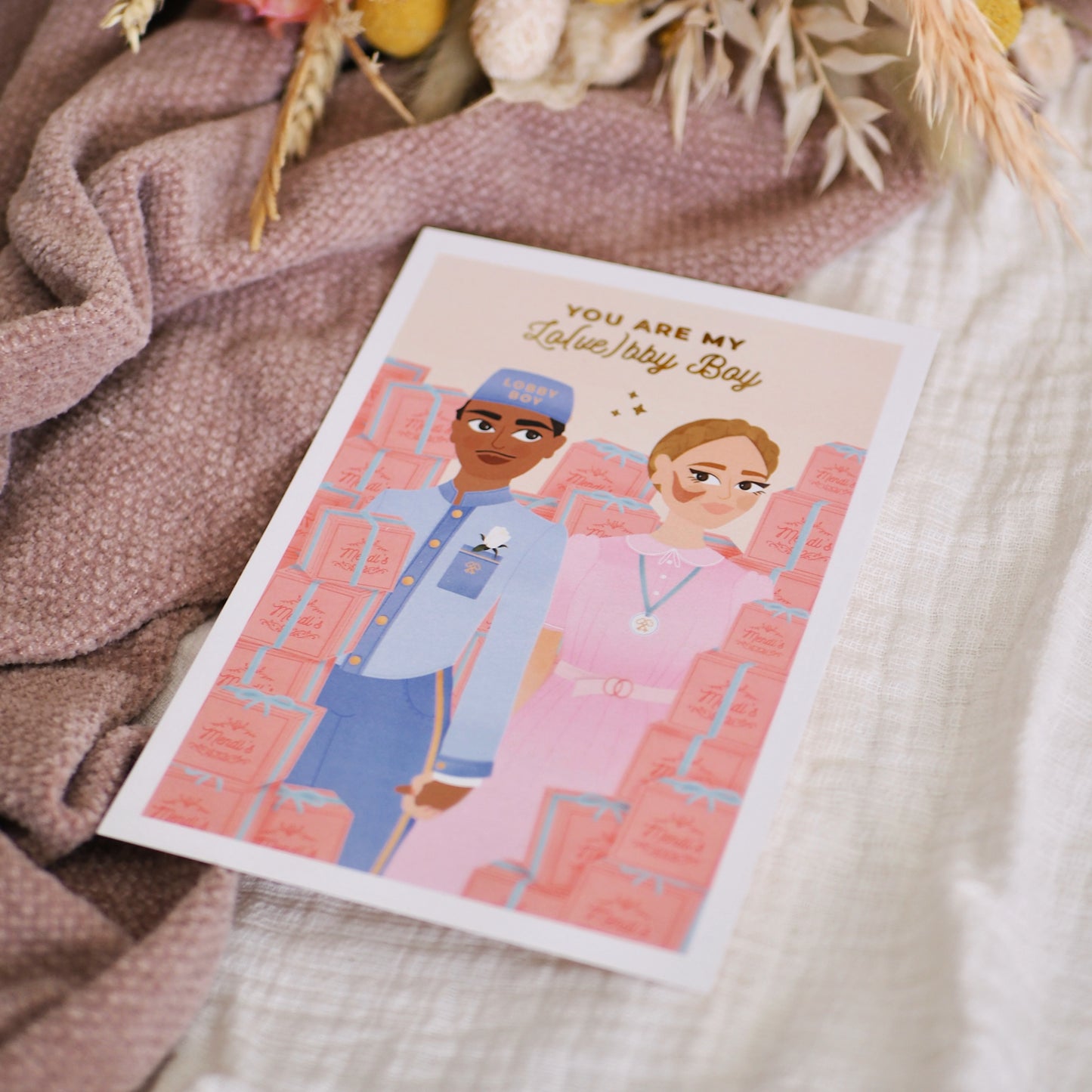 Carte postale avec dorure "The Grand Budapest Love"
