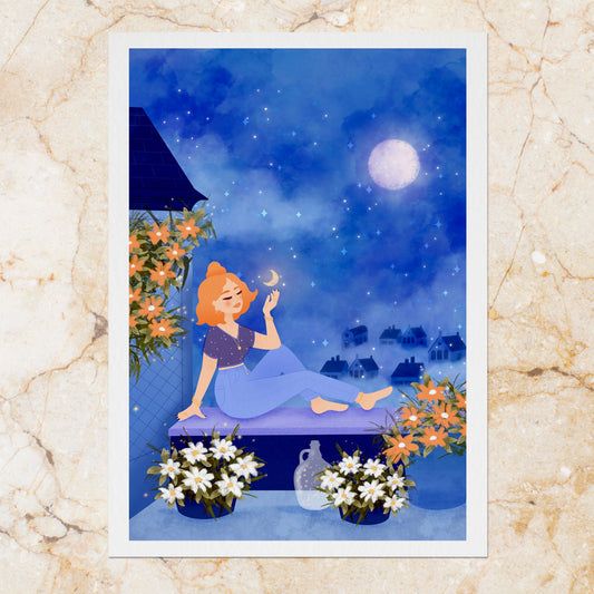 Affiche / Poster A4 • Illustration « Talking to the Moon »