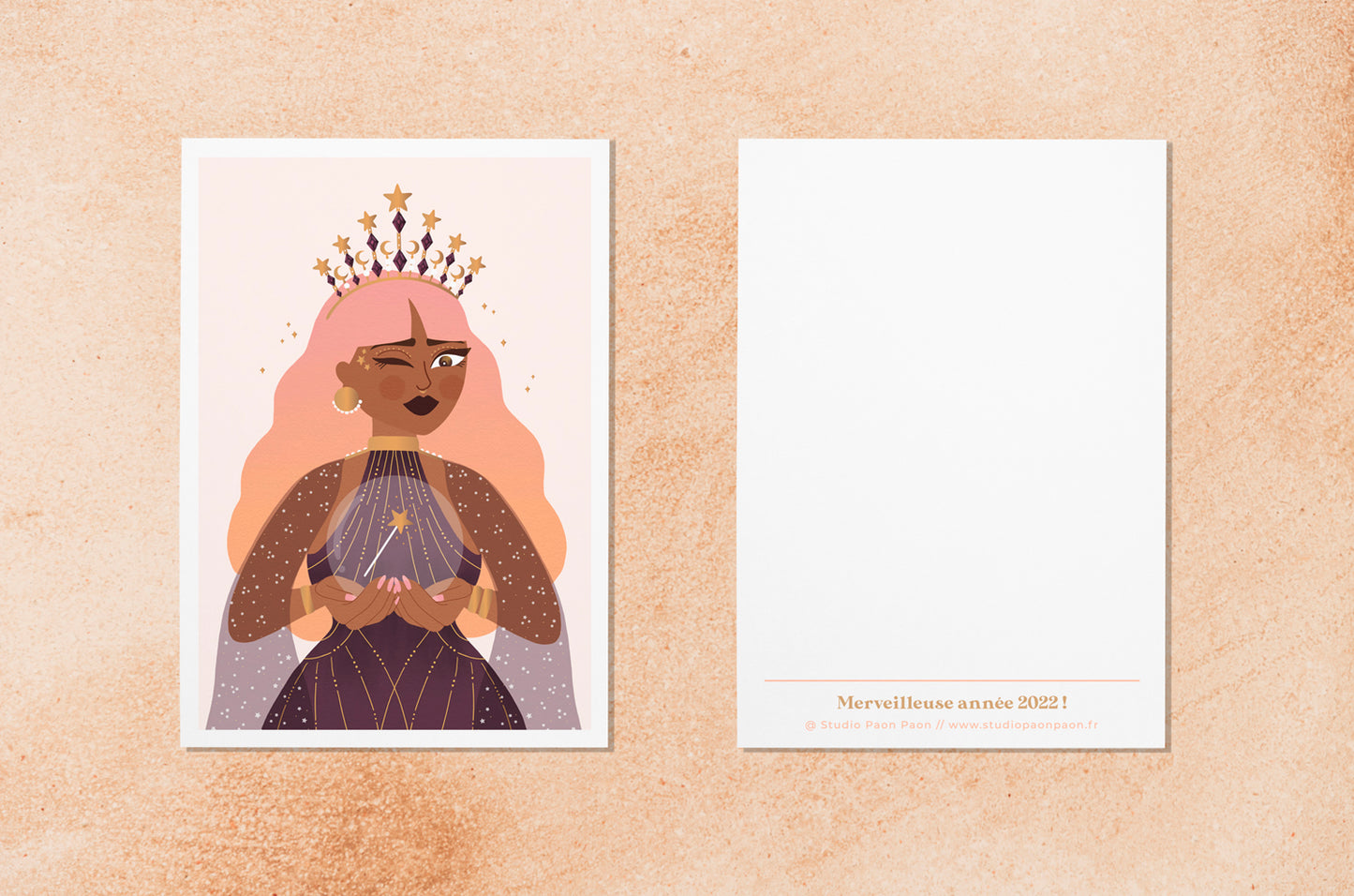 Carte postale avec dorure "New Year Goddess"
