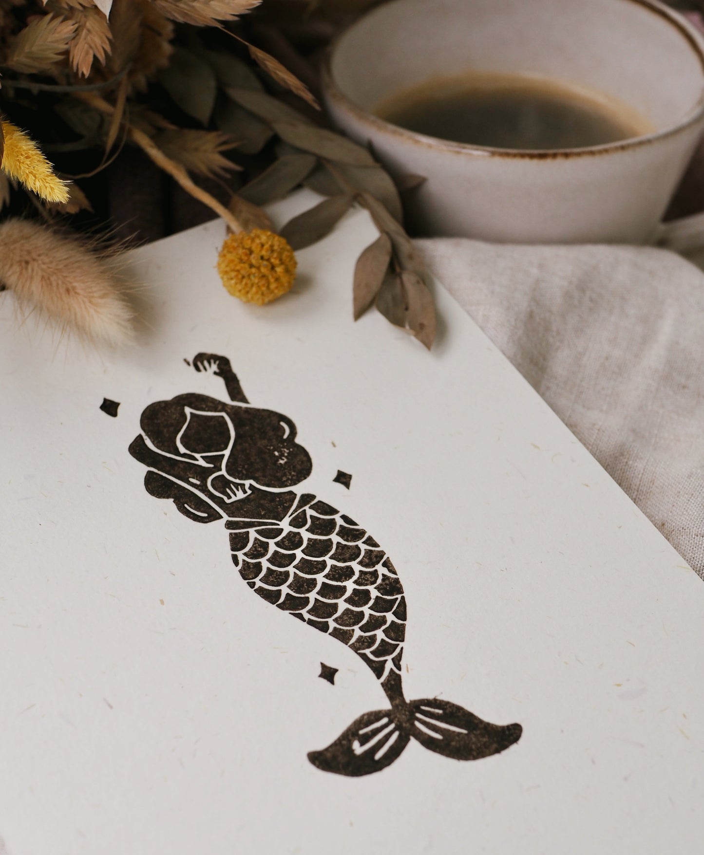 Linogravure « Mermaid »