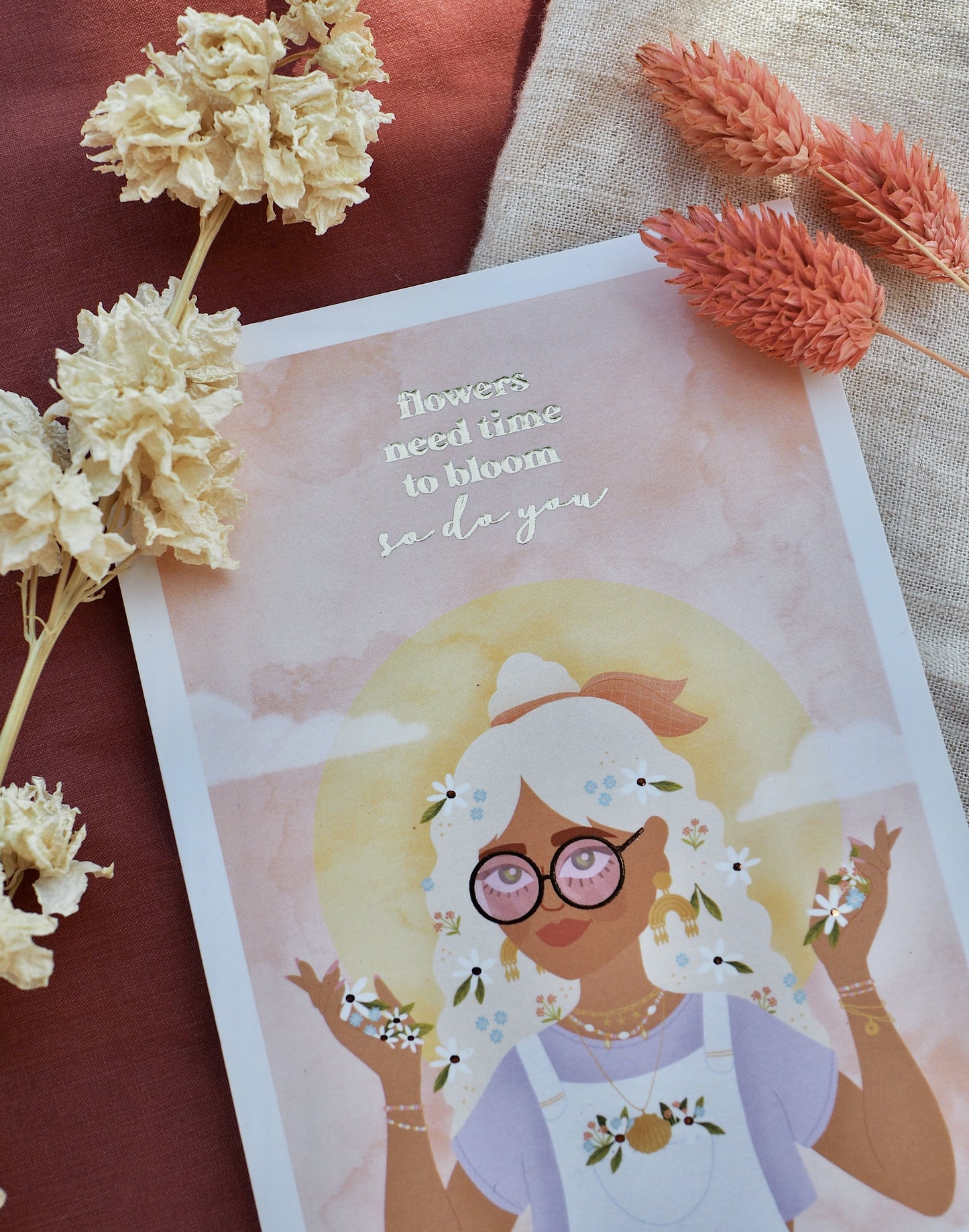 Carte postale avec dorure "Time to Bloom"