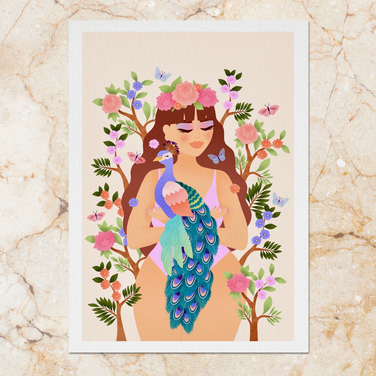 Affiche / Poster A4 • Illustration « Lady Peacock »