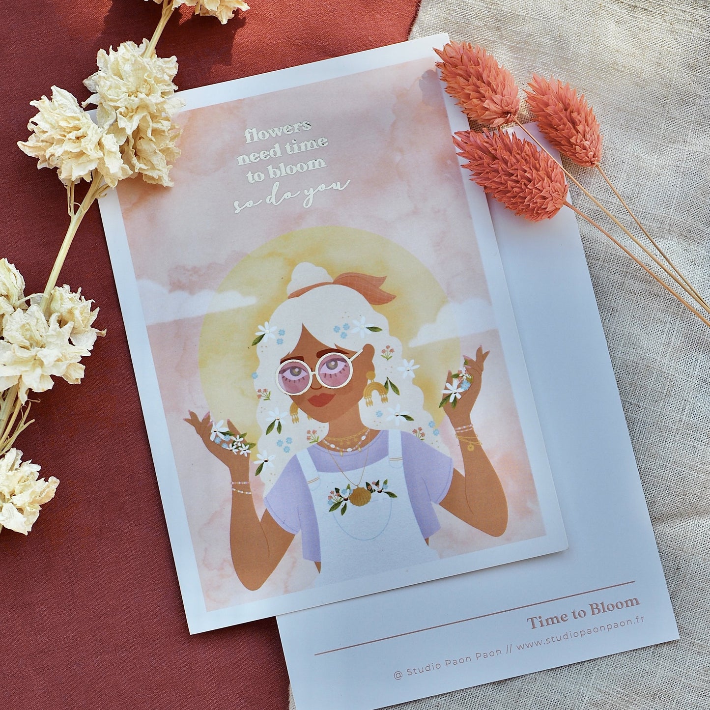Carte postale avec dorure "Time to Bloom"