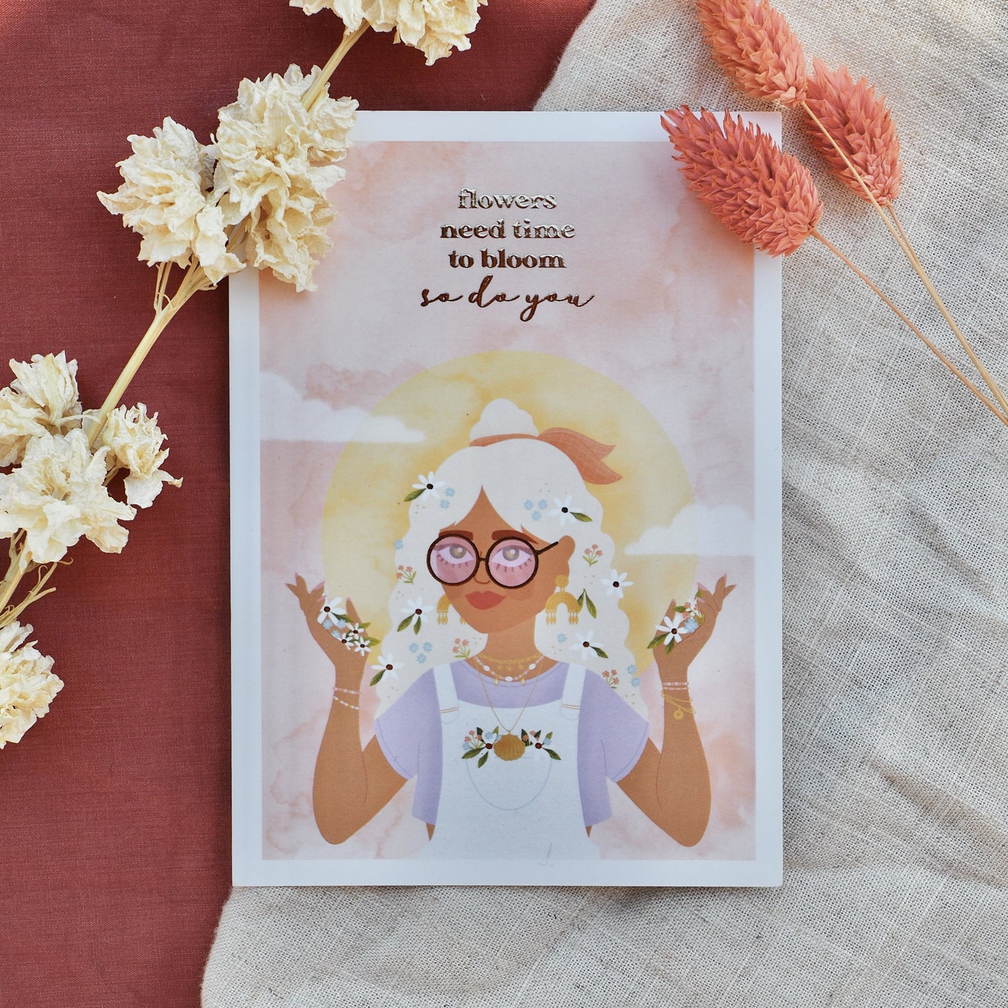 Carte postale avec dorure "Time to Bloom"
