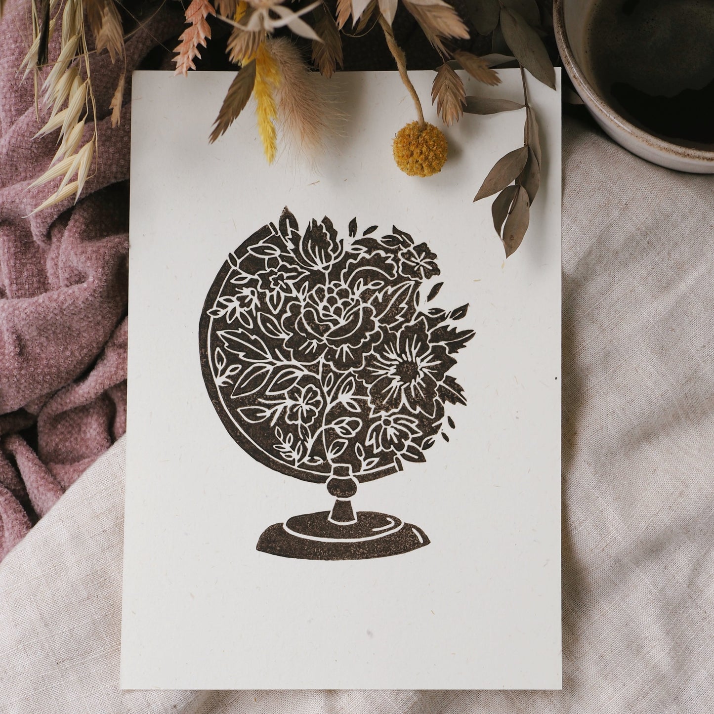 Linogravure A5 « Wanderlust »