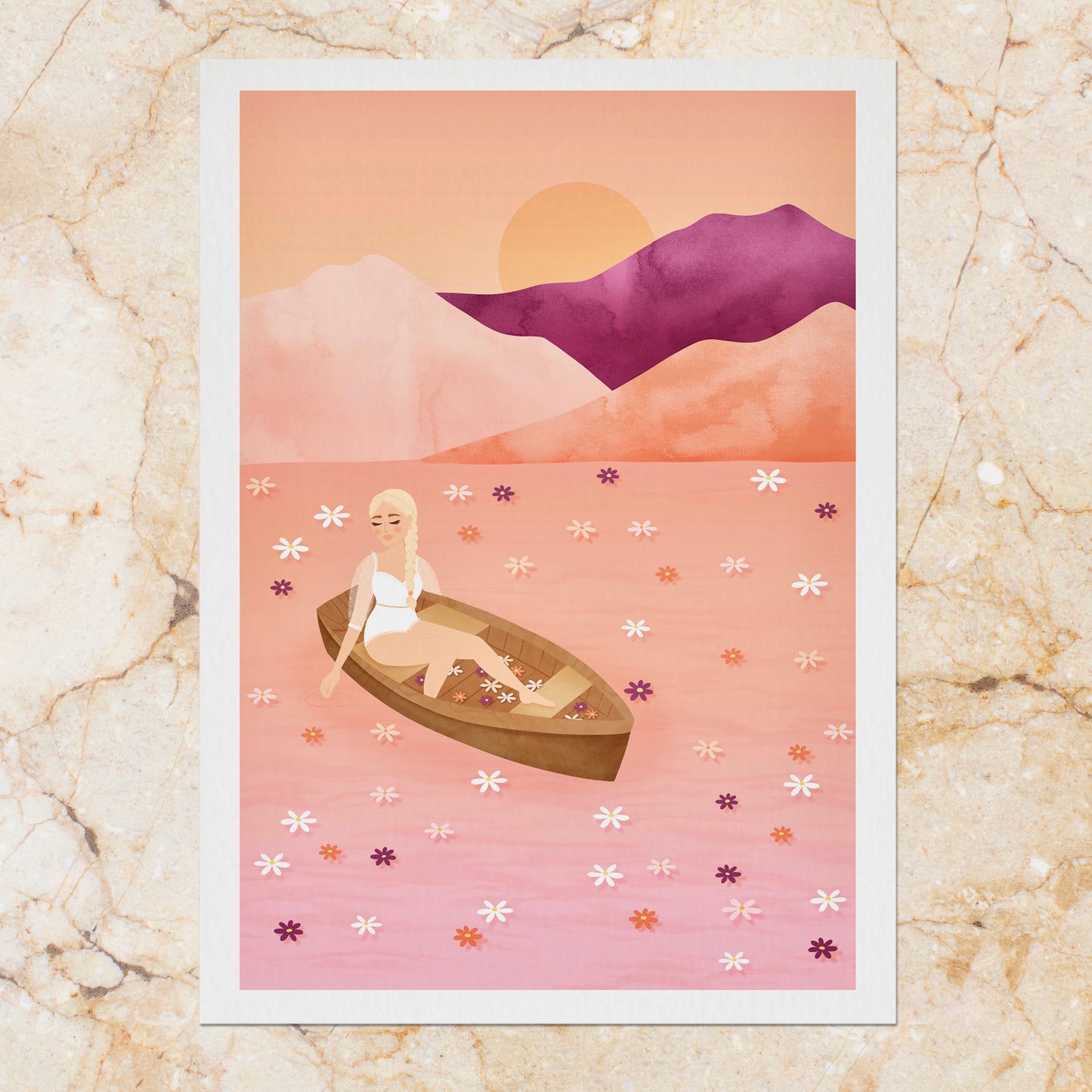 Affiche / Poster A4 • Illustration « Sunset Lake »