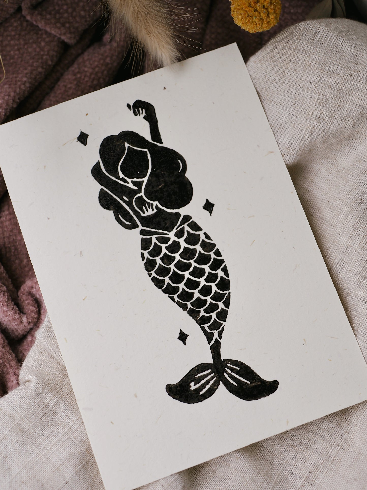 Linogravure « Mermaid »
