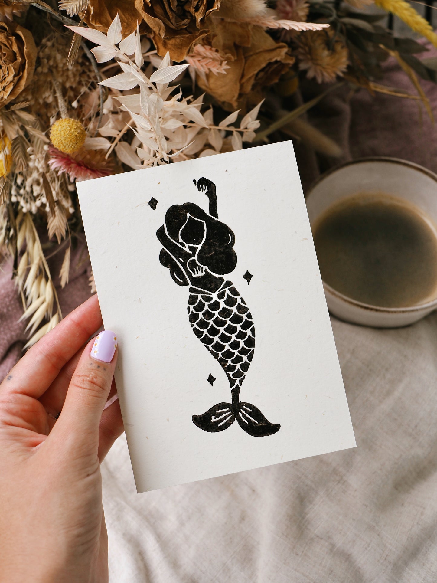 Linogravure « Mermaid »