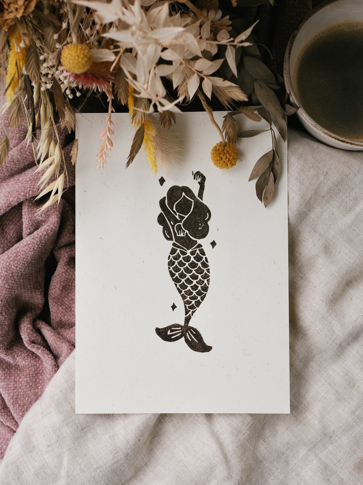 Linogravure « Mermaid »