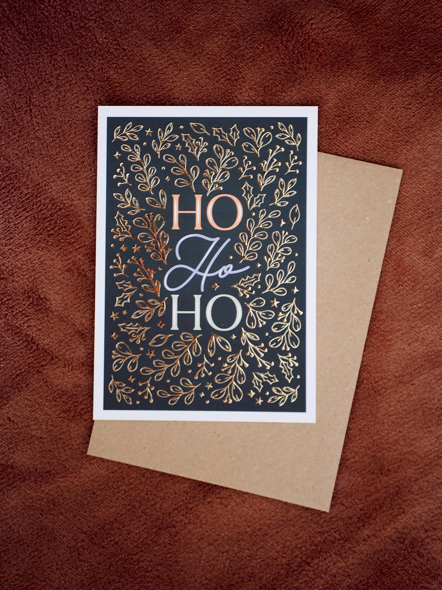 Carte de voeux avec dorure « Ho Ho Ho »