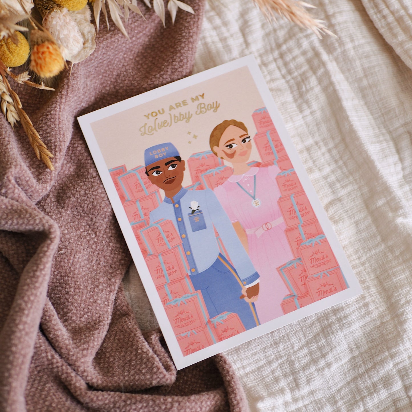 Carte postale avec dorure "The Grand Budapest Love"