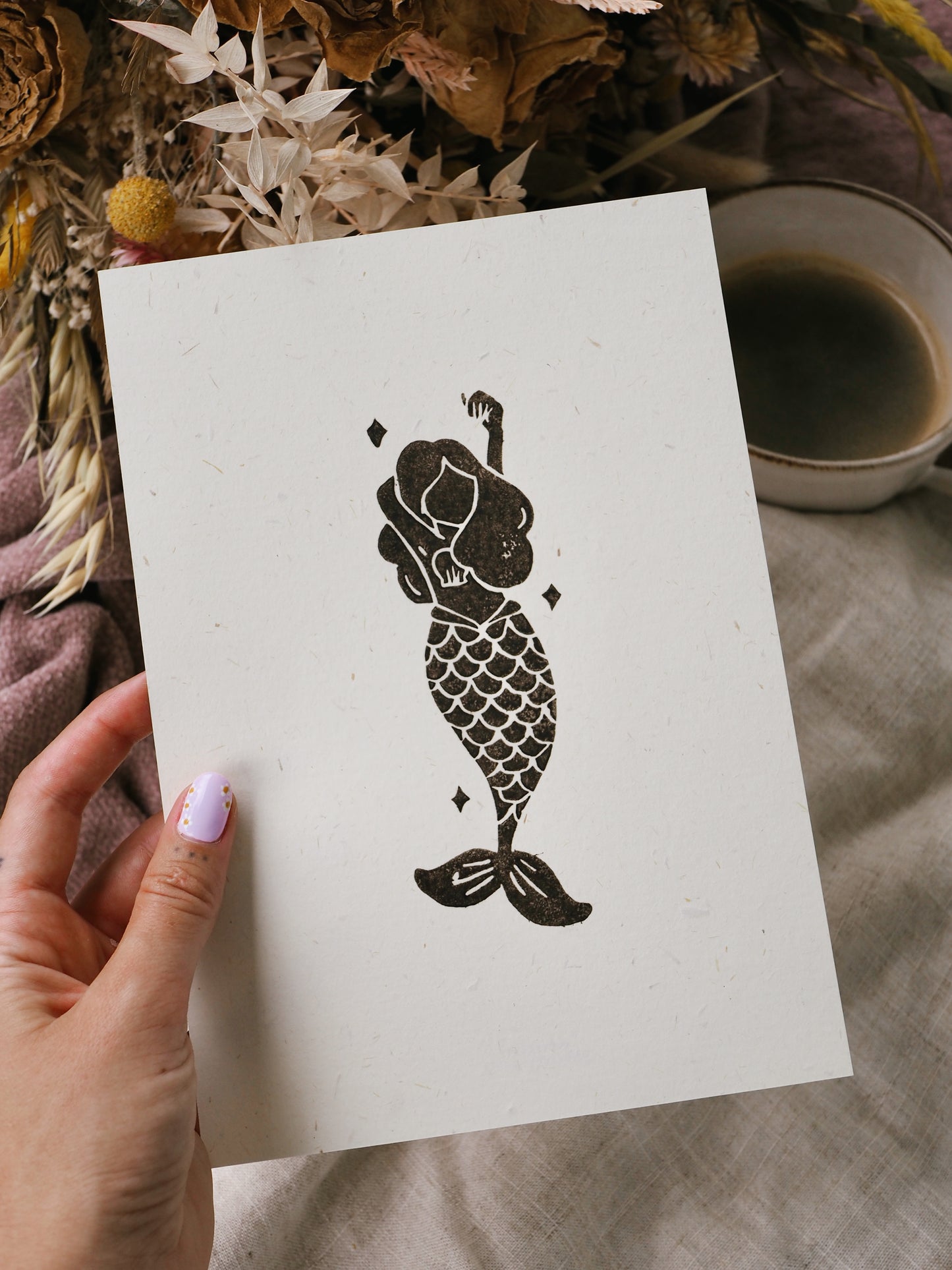 Linogravure « Mermaid »