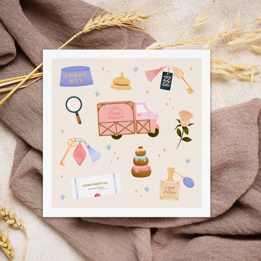 Affiche 20x20 cm • Illustration "The Grand Budapest Details"