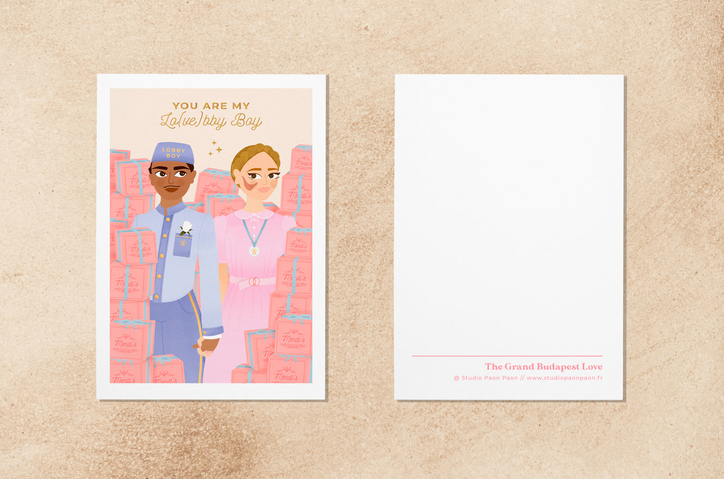 Lot de 3 cartes postales avec dorure "The Grand Budapest Collection"