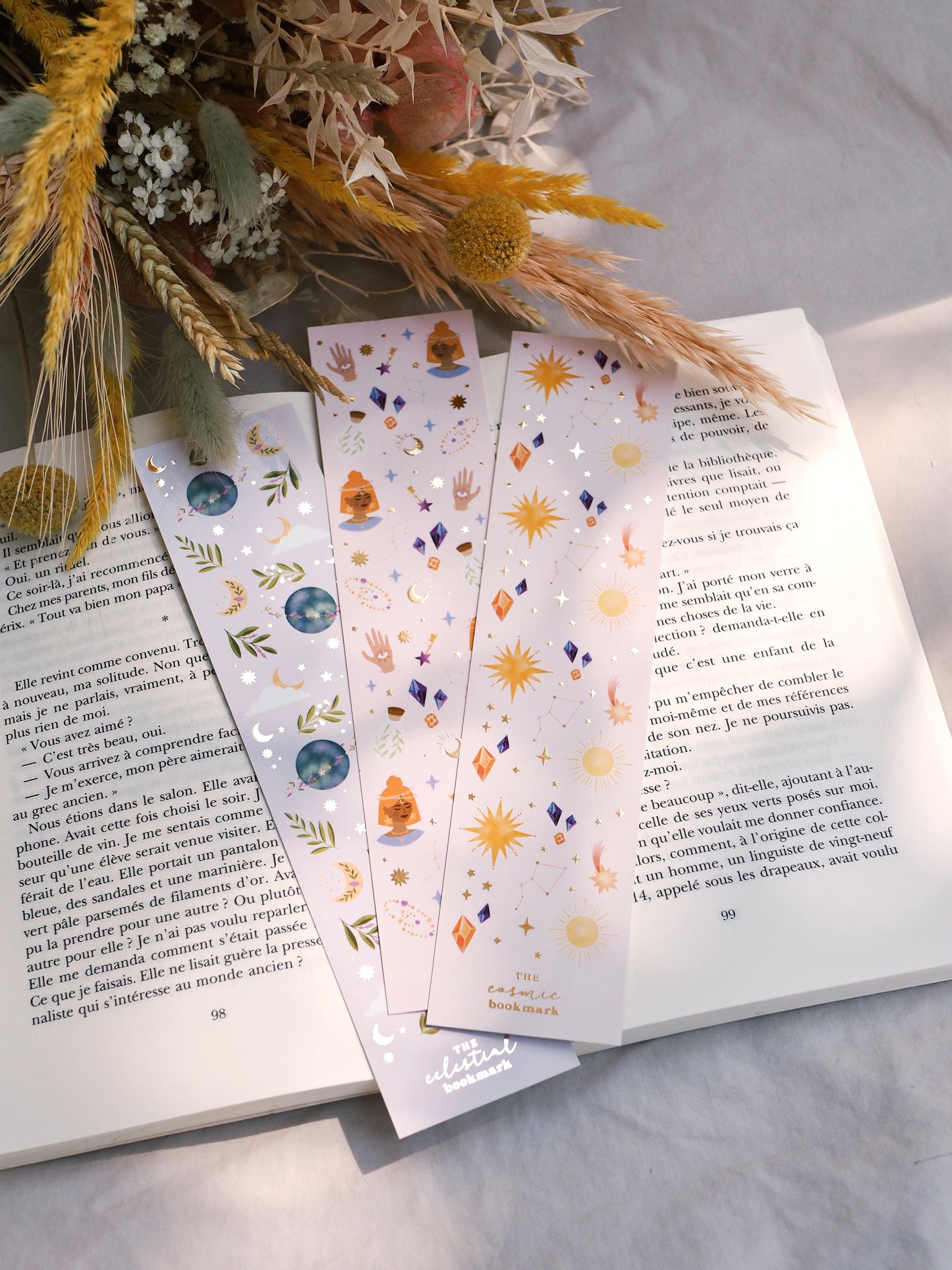 Lot de 3 marque-pages avec dorure