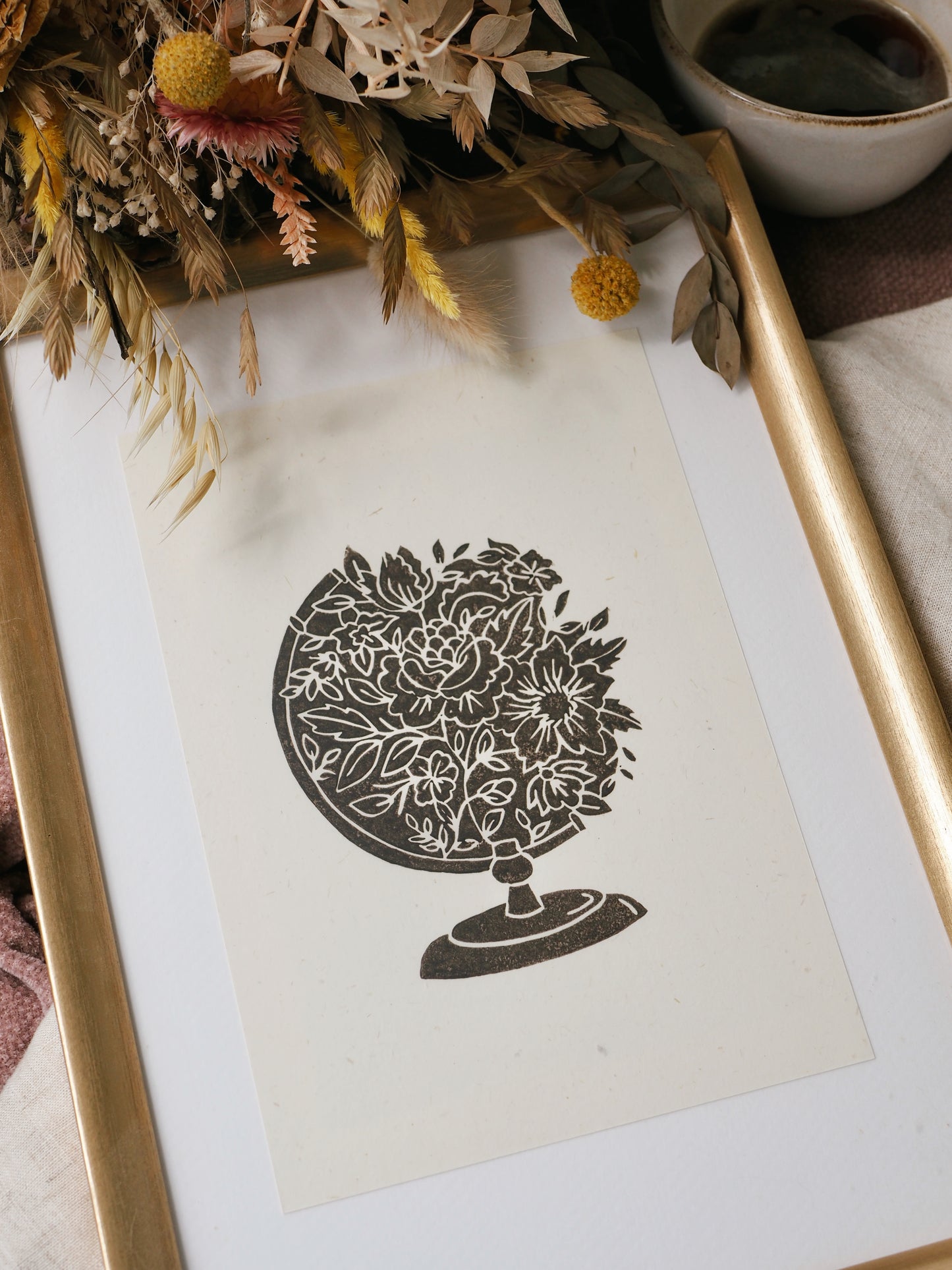 Linogravure A5 « Wanderlust »