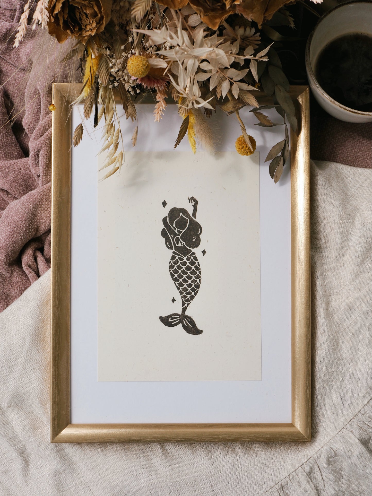 Linogravure « Mermaid »