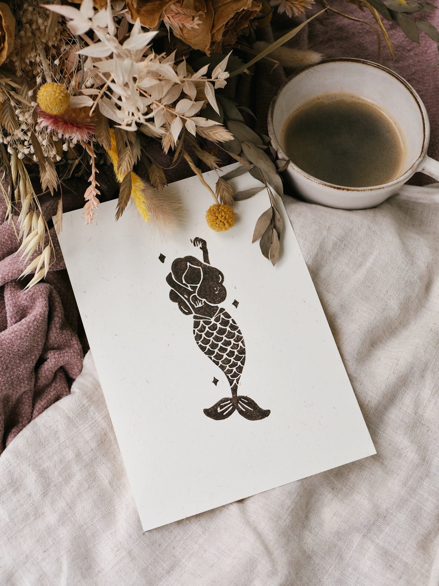 Linogravure « Mermaid »