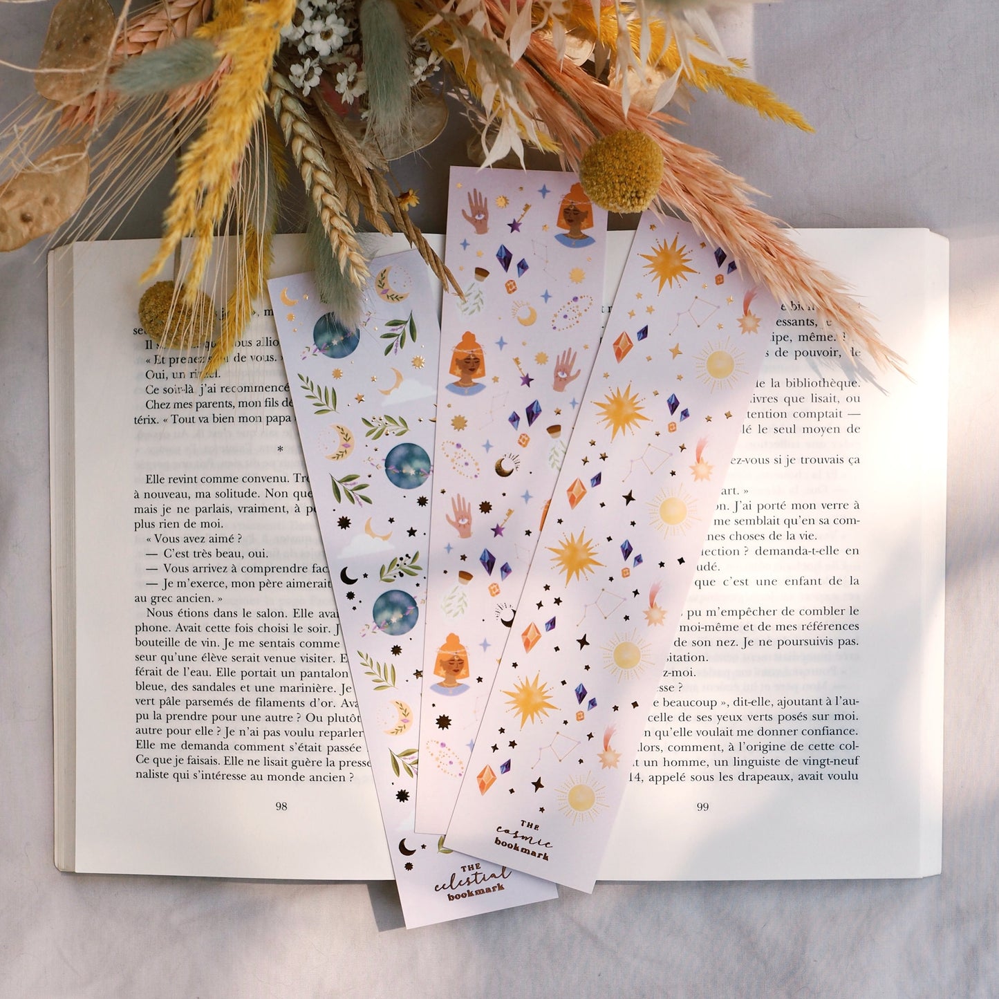 Lot de 3 marque-pages avec dorure