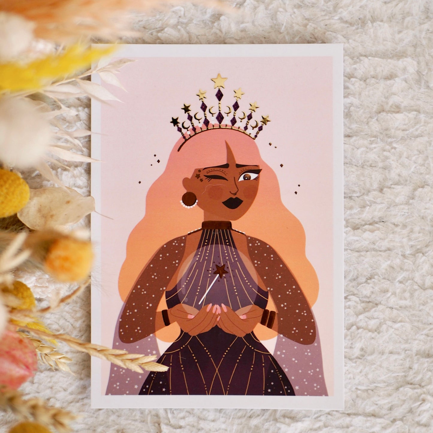 Carte postale avec dorure "New Year Goddess"