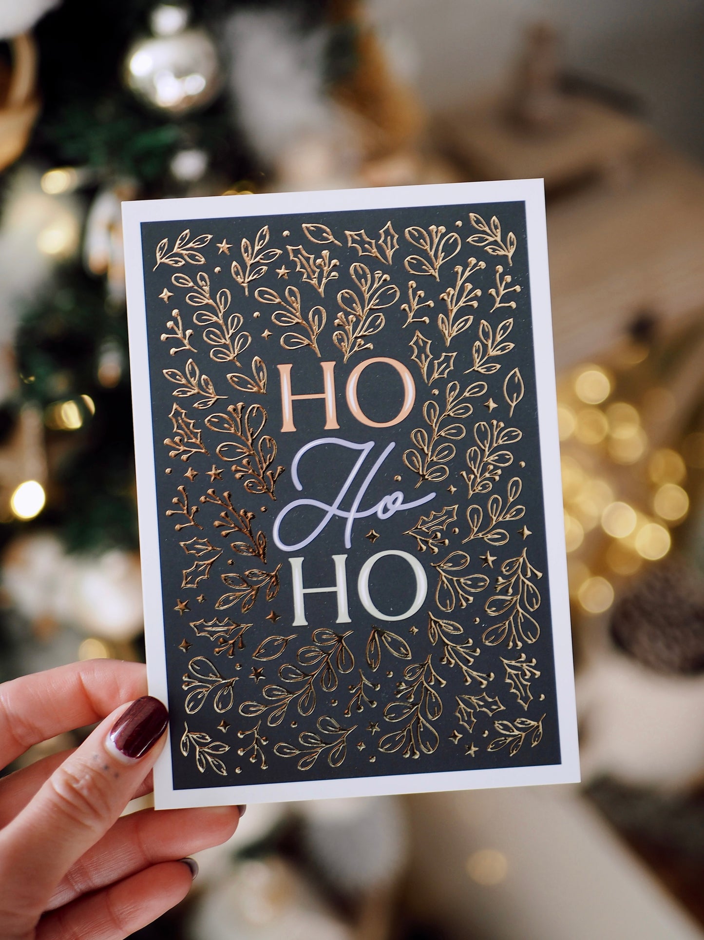 Carte de voeux avec dorure « Ho Ho Ho »