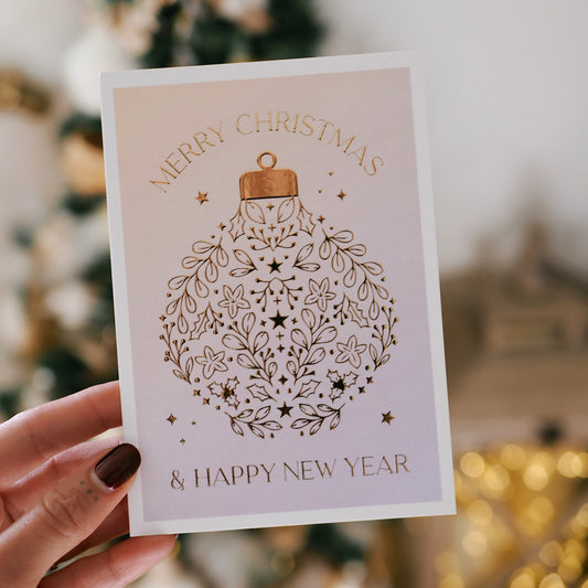 Carte de voeux avec dorure « Boule de Noël »