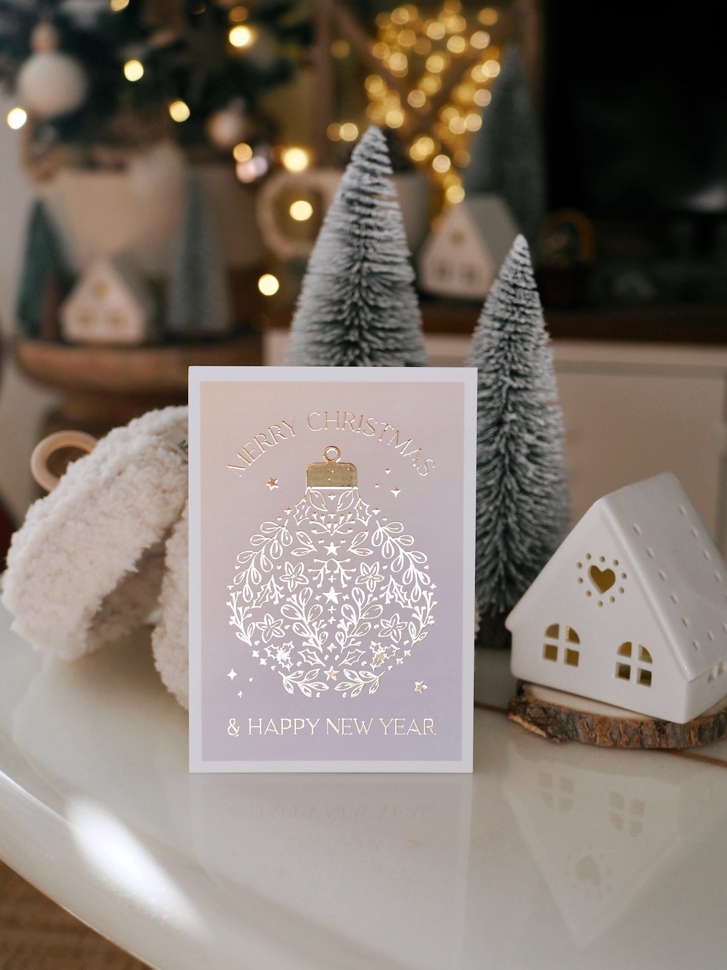 Carte de voeux avec dorure « Boule de Noël »