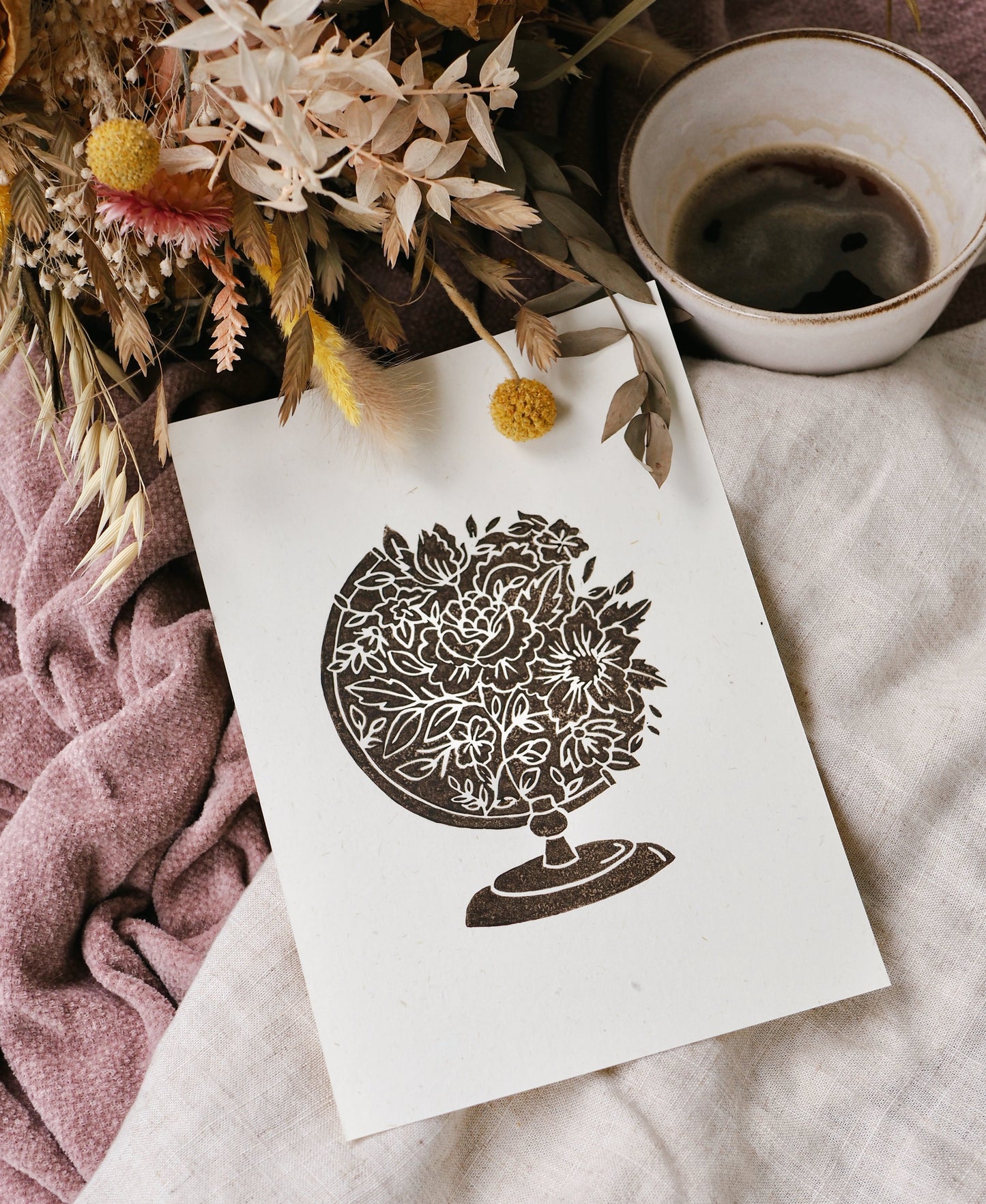 Linogravure A5 « Wanderlust »