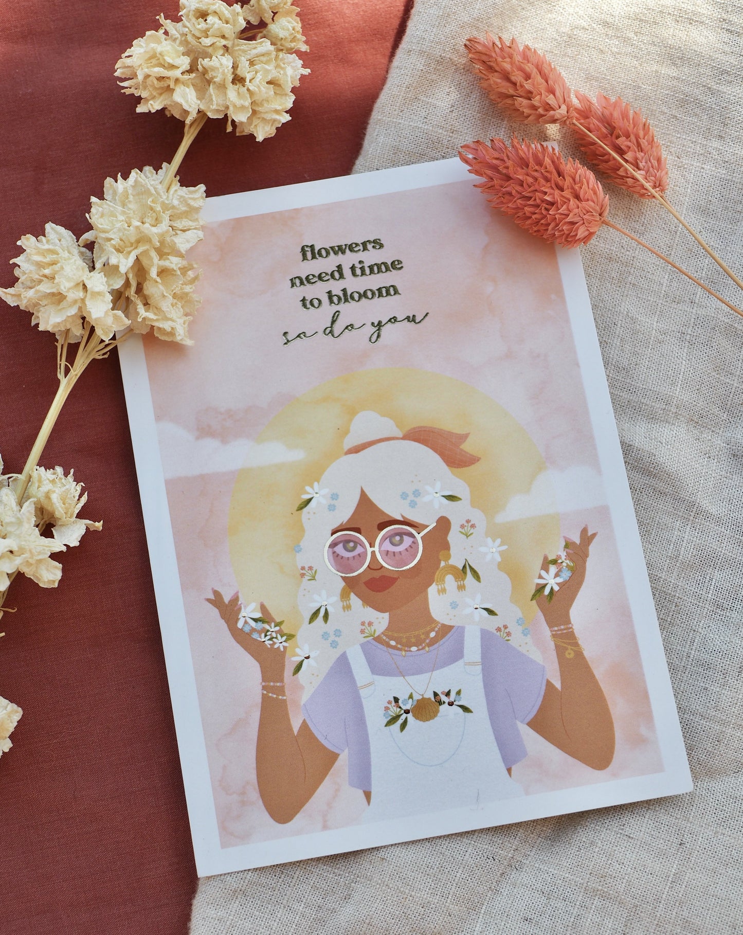Carte postale avec dorure "Time to Bloom"