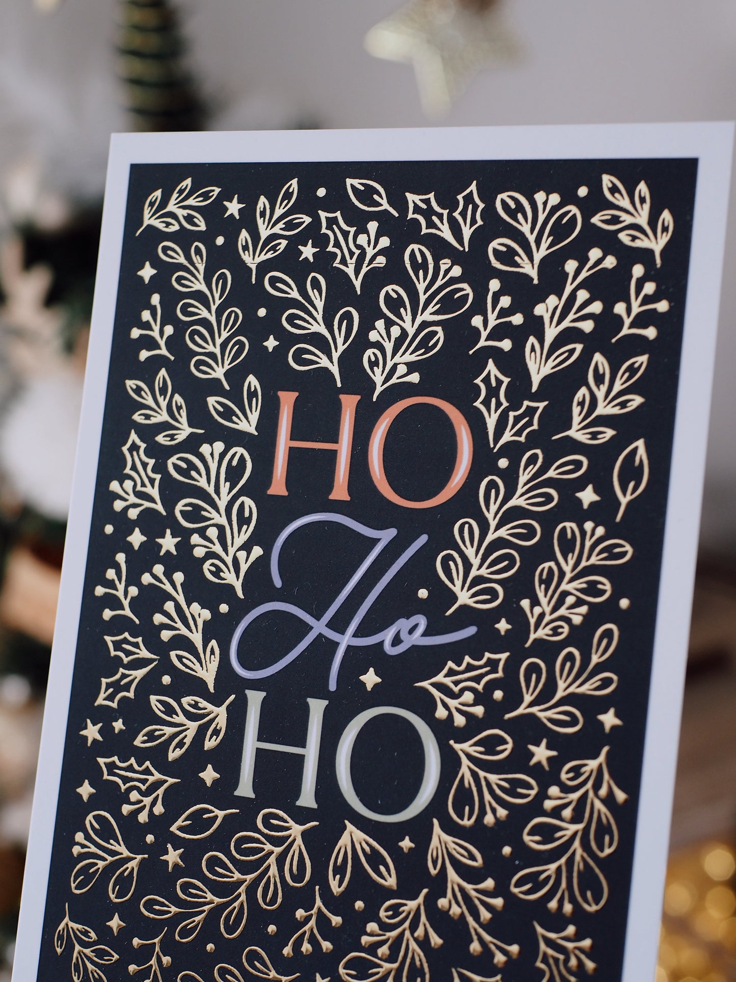 Carte de voeux avec dorure « Ho Ho Ho »