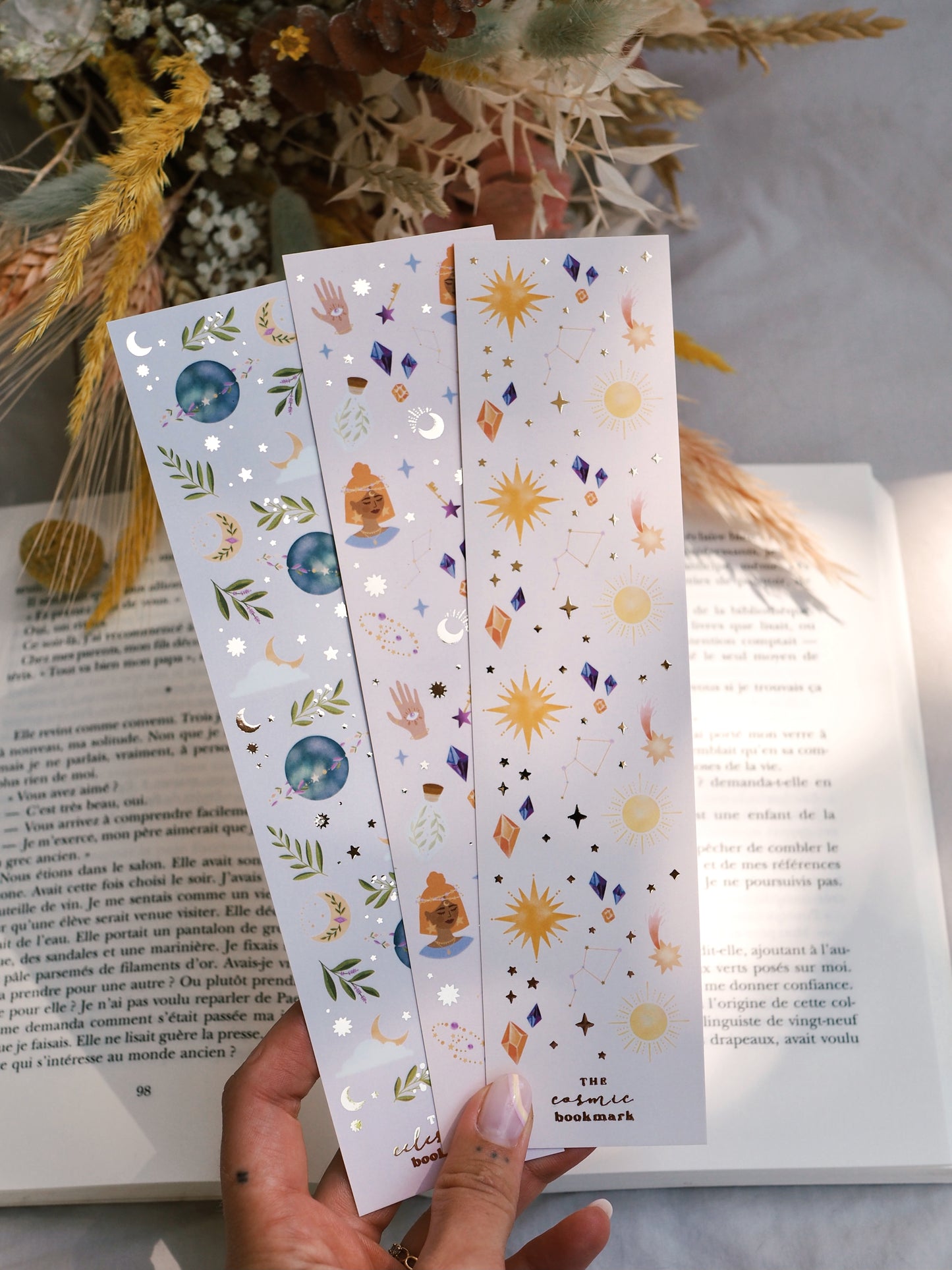 Lot de 3 marque-pages avec dorure