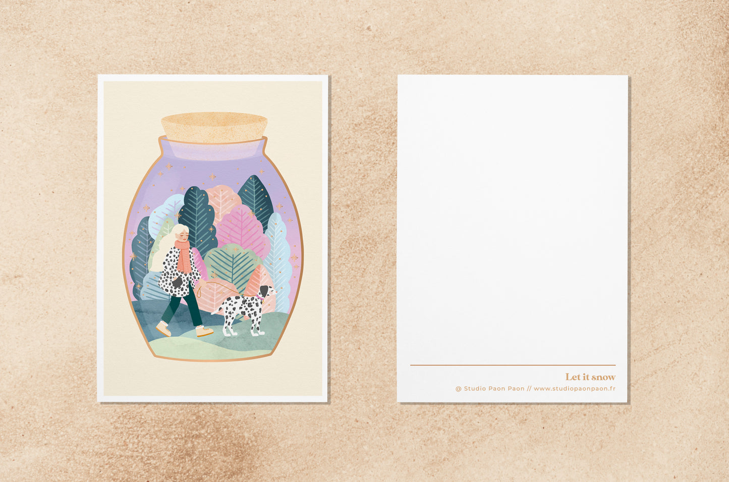 Carte de voeux avec dorure • Illustration "Let it Snow"