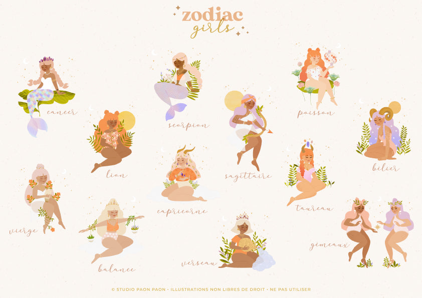 Cartes postales ZODIAC GIRLS