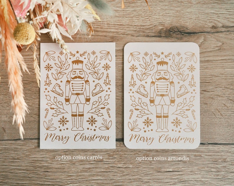 Carte de voeux avec dorure • Illustration "Merry Christmas"