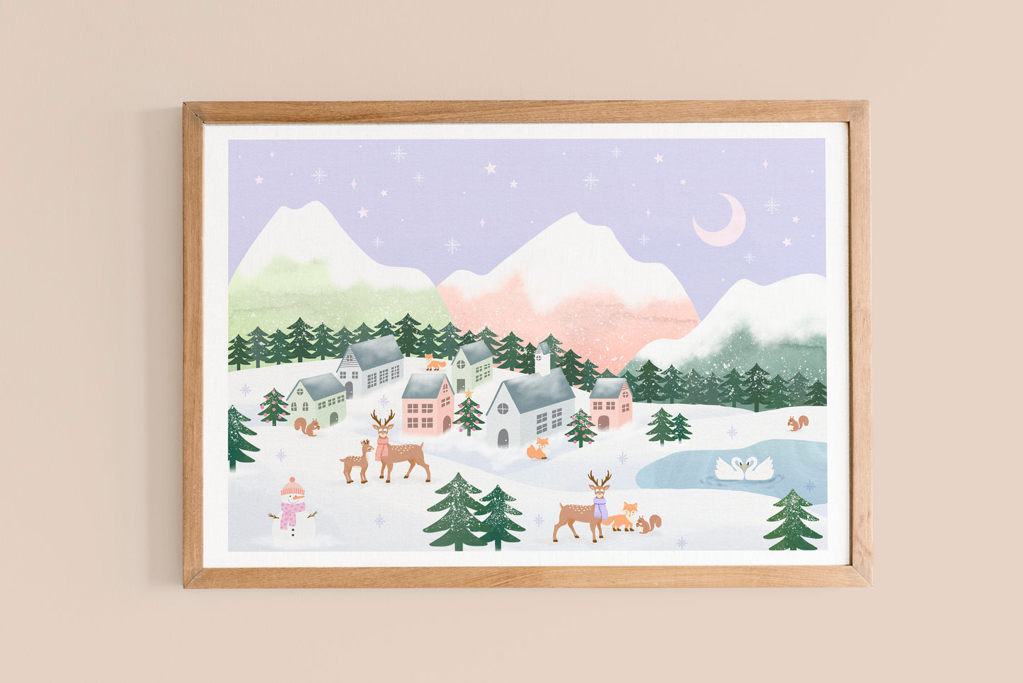 Affiche / Poster A4 • Illustration « Snowy Village »