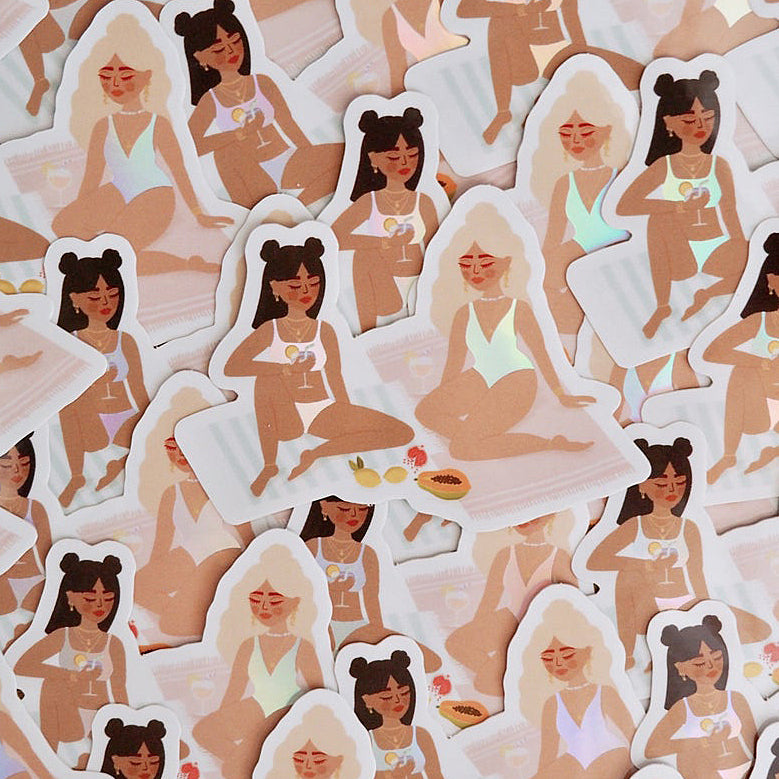 Sticker holographique "Beach Babes"