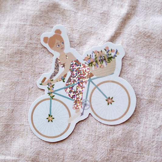 Sticker pailleté "Bike Girl"